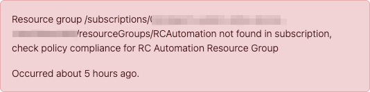 Resource Group Not Found Error