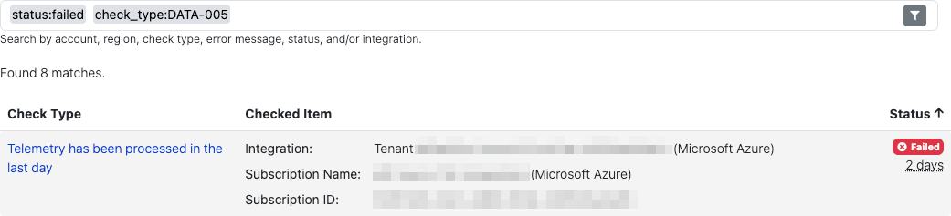 Azure Subscription Not Sending Telemetry