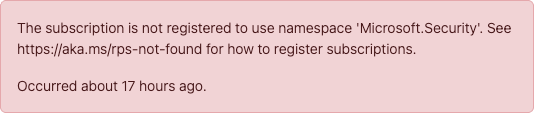 Microsoft.Security Namespace Not Registered Error